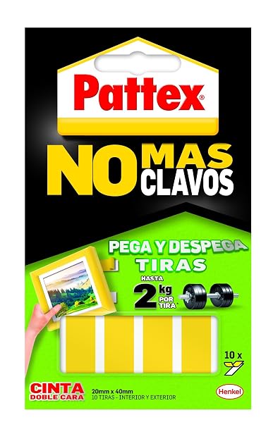 Pattex Doppelseitiges Klebeband an Streifen Keine Nägel mehr Befestigung abnehmbar 10 Streifen (1403703)