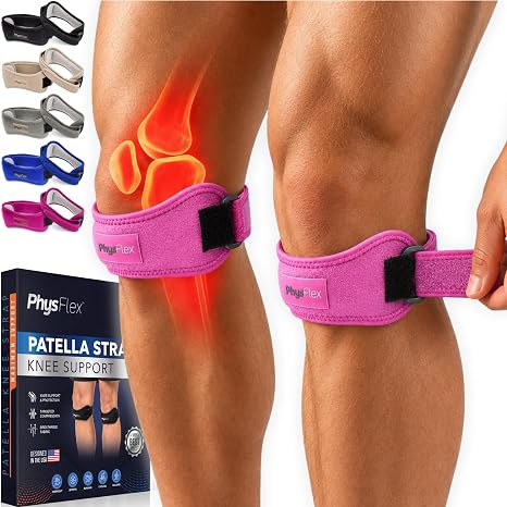 2 Pack Patellar Tendon Support Strap, Knee Brace, Knee Support, Pain Relief | Jumpers Knee, Tendonitis, Tendonitis, Hiking, Soccer, Basketball, Running, Adjustable Patella Stabilizer Strap, Men & Women