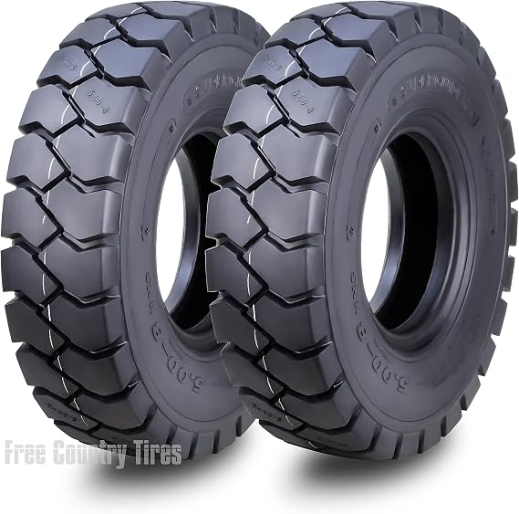 ZEEMAX (2) Superguider Heavy Duty 5.00-8 Forklift Tires 10ply w/Tube & Flap | (1 Tire + Tube + Flap) w/Rim Guard