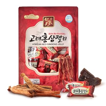 COELO Red Ginseng Jelly 9.87oz (280g) Natural Hongsam Chewy Snack, Korean Favorite Gummy, K-Food Sweet and Tangy Soft Candy Sweets, Party Camping Dessert Holiday Treats K-Snack