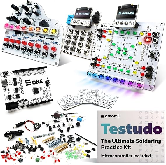 amomii Testudo Soldering Practice Kit, Build 3 Gadgets, Arduino Compatible