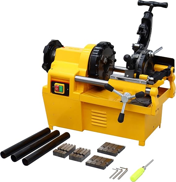 1/2"-2" 220V Electric Pipe Threader Machine, 750W 23RPM 3in1 Multifunctional Power Pipe Threader Cutter with Self Oiling System for Pipe Threading, Trimming, Pipe Cutting, NPT & BSP Dies
