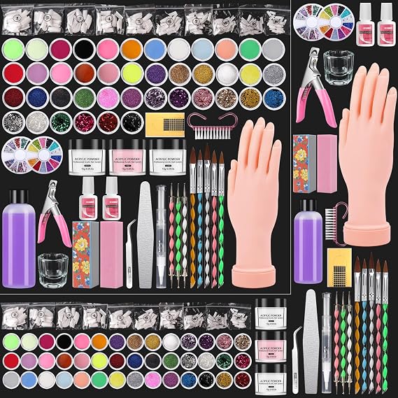 Practice Hand with Acrylic Nail Kit for Beginners Nail Extension Practice