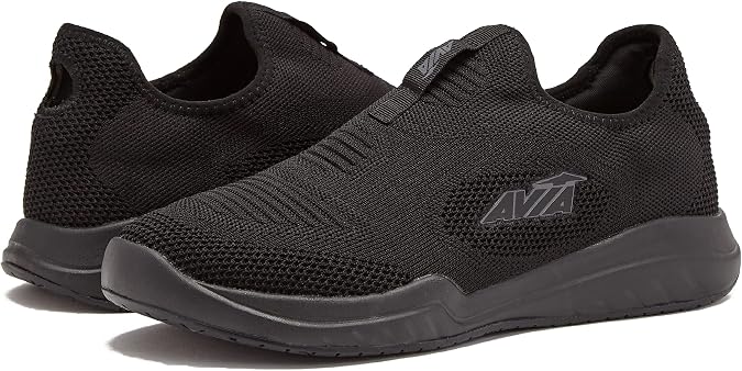 Avia Avi-Breeze Mens Mesh Slip On, Slip Resistant Shoes for Men - Comfort Work or Walking Sneakers - Black