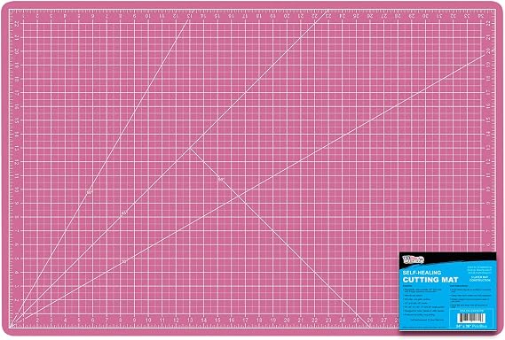 U.S. Art Supply 24"x36" Self-Healing Cutting Mat 5-Ply Pink/Blue