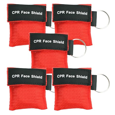 5 Packs CPR Face Shield, One-Way CPR Mask for Pocket Keychain | CPR Keychain Emergency Kit CPR Training Breathing Barrier First Aid Cardiac Resuscitation Training Kit (5)