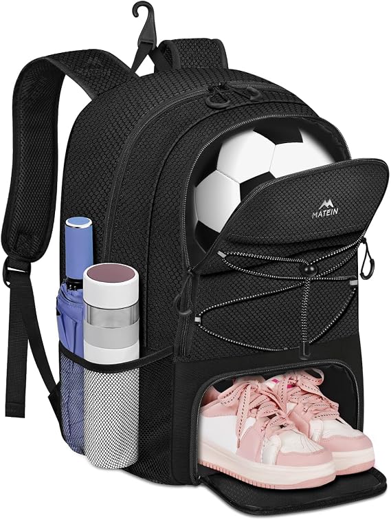 MATEIN Girls Soccer Backpack with Ball Holder, Shoe Compartment, Fence Hook