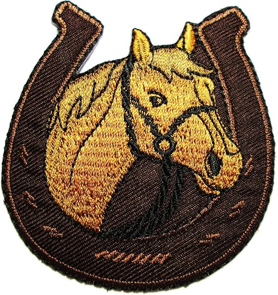 Graphic Dust Horse Equestrian Horseshoe Embroidered Iron on Patch