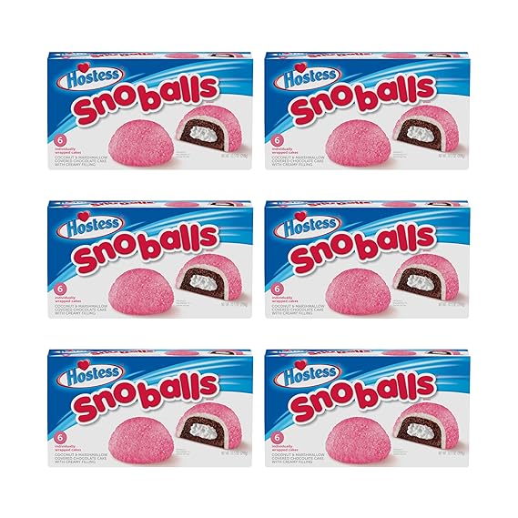 HOSTESS SNOBALLS, Coconut-Covered Chocolate Cake With Creamy Filling, 1 Count Bags (36 Pack)