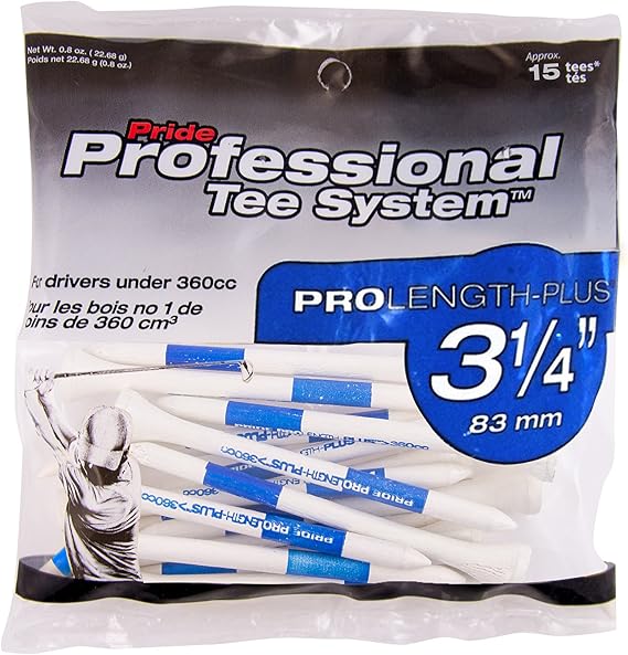 PRIDE GOLF Pride PTS 83 mm Wooden Tees Pack of 15, Blue