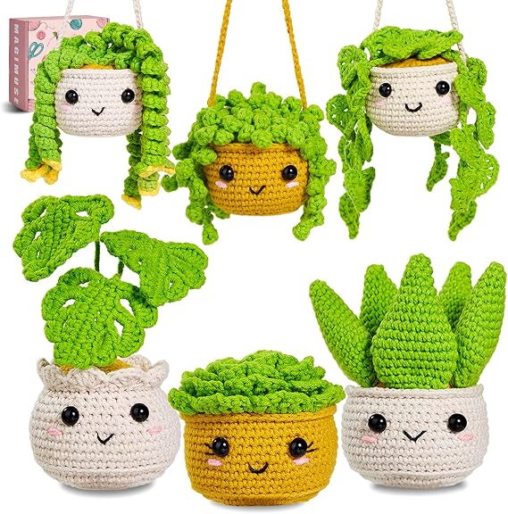 MAGIMUSE Crochet Kit for Beginners, Monstera Plant Family Crochet Craft Kit