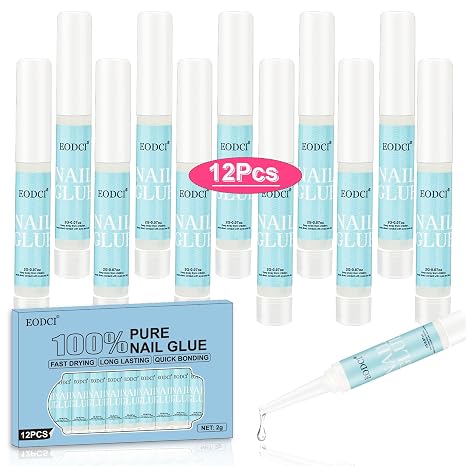12pcs Nail Glue Super Strong for Acrylic Nails Press on Nails Professional for Nail Tips Fake Nails False Nails Long Lasting Glue for Stick On Nails Broken