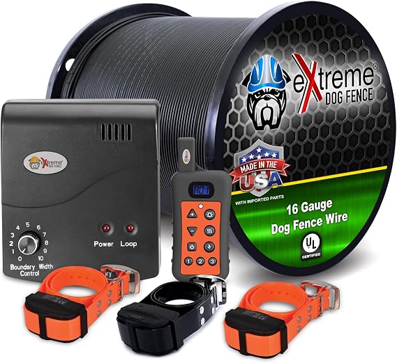 Electric Dog Fence + Remote Trainer 2-in-1, 3 Dog, 500 ft, DIY Install | Underground fence + remote e-collar in one rechargeable receiver; 16-ga wire; for 40-180 lb dogs
