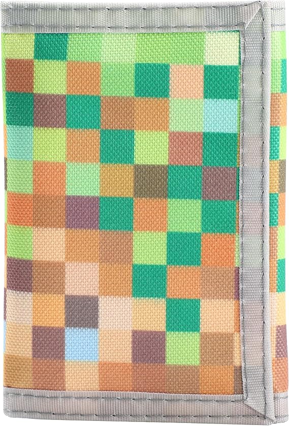 Leyeve wallet,Teen Wallet with Coin Pocket,Kids Wallets for Boys,RFID Trifold Canvas Outdoor Sports Wallet for Kids,Front Pocket Wallet with Magic Sticker-Green mosaic