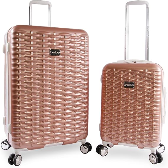 BEBE Lydia 2 Piece Set Suitcase With Spinner Wheels Luggage Set, Rose Gold