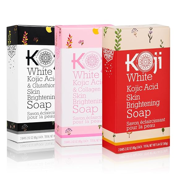 Koji White Kojic Acid, Collagen, Glutathione Soap Bundle | Gentle Skin Brightening & Moisturizing with Tea Tree, Vitamin C | Vegan, Hydrating, for Even Skin Tone