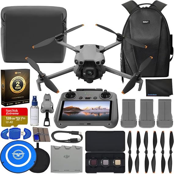 DJI Mini 5 Pro Drone Fly More Combo with RC 2 Controller (With Screen) Folding Drone with 4K Video, Under 249g, 36 Mins Flight Time, 3 Batteries Bundle with 128GB Memory, + Pilot Kit