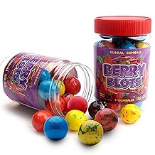 Gumballs in Jar - King Gumballs in Assorted Fruit Flavors - 1 Inch Large Gum Balls - 32 Pcs Chewing Bubble Gum for Kids