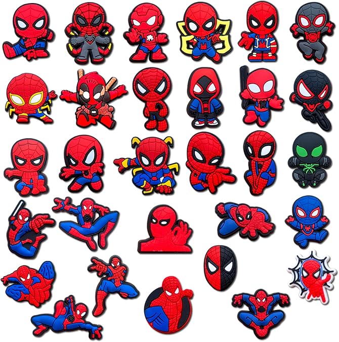 30Pcs Cartoon Shoe Charms for Croc Clogs Sandals Bracelet Wristband Slippers, Different Shoe Decoration Charms for Party Favor
