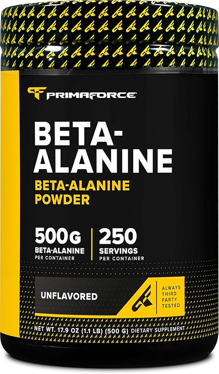 Primaforce Beta Alanine Powder 500 Grams (1.1lbs) Unflavored - Pre Workout and Post Workout Supplement