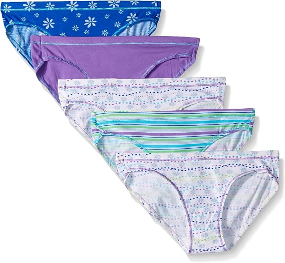 Hanes Ultimate Girls' Underwear, Cotton Stretch Panties, Briefs, Bikinis, Hipsters, 5-Pack
