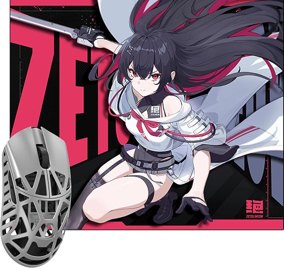 WLMOUSE Beast X Mini Pro Magnesium Gaming Mouse(Silver,OM Switch,Side Slits)+ZETSUMEOW REN Yaiba Mouse Pad(Black)