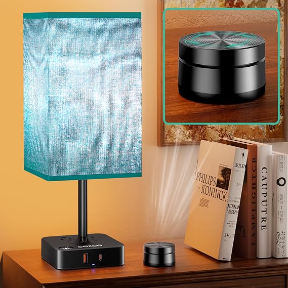 Bedroom Nightstand Lamp with Charger, Touch Table Lamps with Remote Control