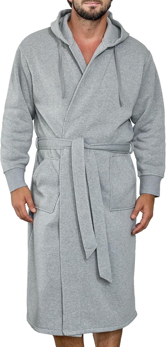 Alexander Del Rossa Men's Long Sleeve Hooded Sweatshirt Robe, Mens Bathrobe