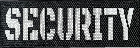 Reflective Security Back Panel With Hook and Loop Laser Cut Patch (Black-White, 8.5x3)