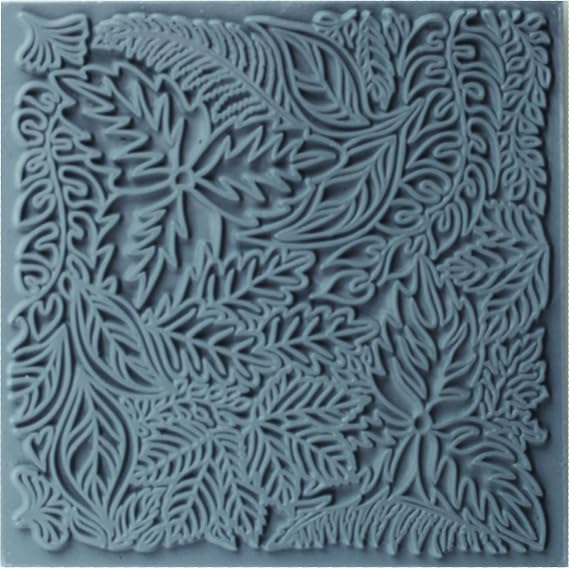 CERNIT CE95022C - Texture Mat 9 x 9 cm Made of Vulcanised Natural Rubber Specially Designed for Use with Modelling Clay (Polymer) for Craft Projects Leaves Grey Pack of 1