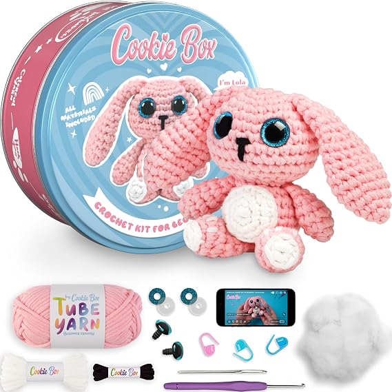 Cookie Box Crochet Kit for Beginners, Bunny Lola