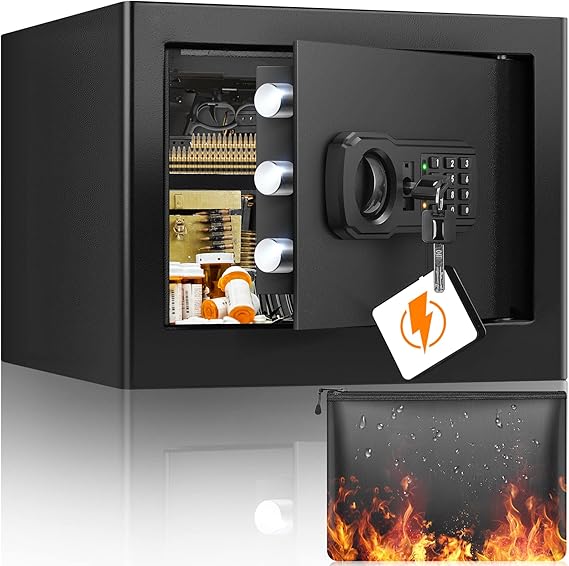 22L Fireproof Home Safe Box with Fireproof Bag | Small Safe for Home Office