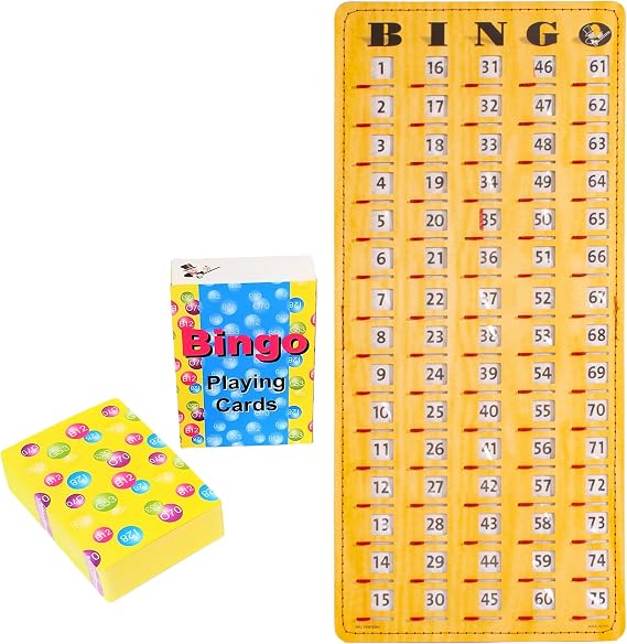 MR CHIPS Jam-Proof Master Board Bingo Card Slide with Shutters Plus Deck of Calling Cards