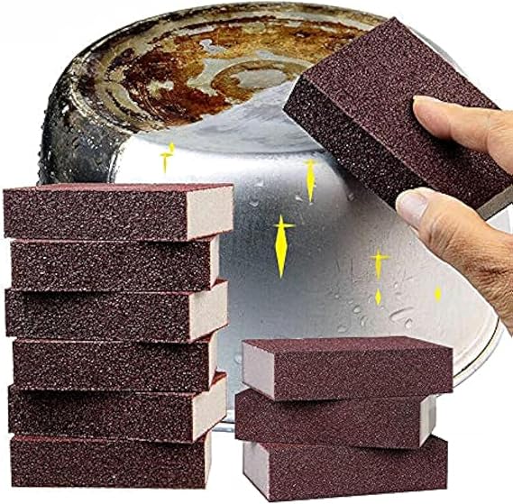 10 Pack Nano Carborundum Sponges Elite Nano Emery Sponges Cleaning Pads Carborundum Brusher and Rust Sand Scrubbers for Kitchen Cleaning Pots and Pans