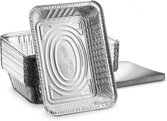 Disposable Aluminum Foil Pans, Board Lids, 2.25 lb Oblong, 25 Pack