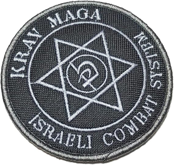 ATM126V Krav-MAGA Israeli Combat System Embroidery Patch Whit Hook Martial Arts 3.74 x 3.74 in.