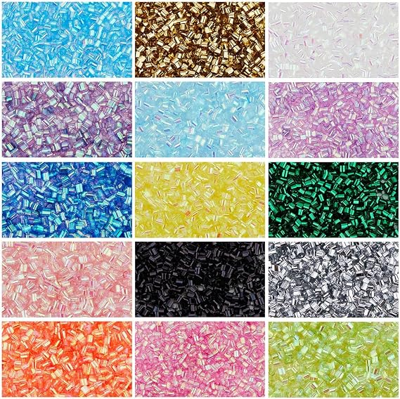 DICOSMETIC 15 Colors 180g Crispy Bingsu Beads for Slime About 19050Pcs Iridescent Soft Straw Tube Beads 3D Glitter Plastic Bead Assortment Crunchy Slime Microbeads Supplies