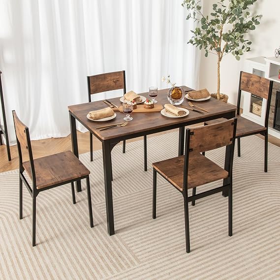 Tangkula 5-Piece Dining Table Set for 4