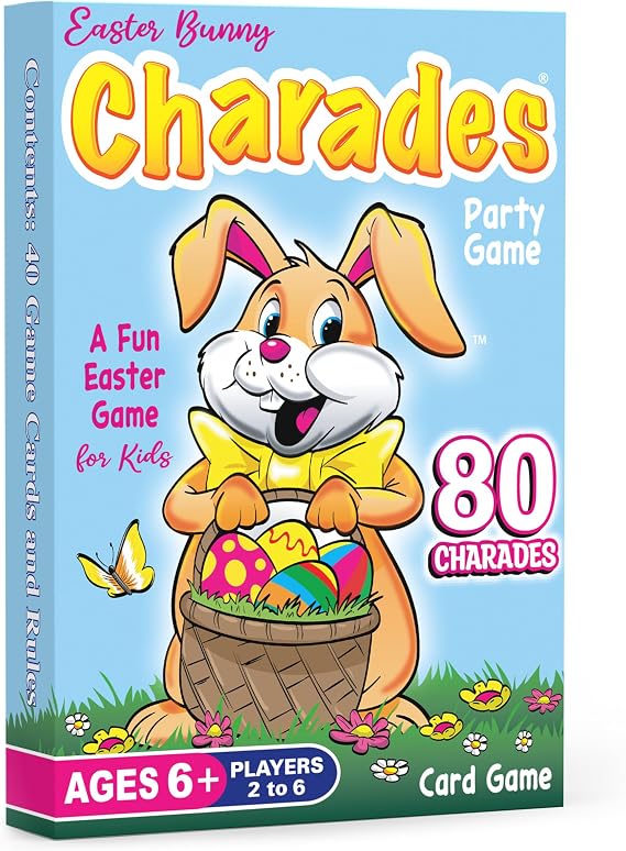 Arizona GameCo Easter Bunny Charades for Kids Ages 6+, No Reading Required Kids Charades Game, 80 Acting Choices, Family Fun, Easter Basket Stuffer, Easter Gift
