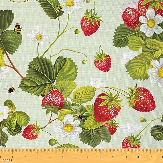 Feelyou Strawberry Kawaii Upholstery Fabric Decorative Soft