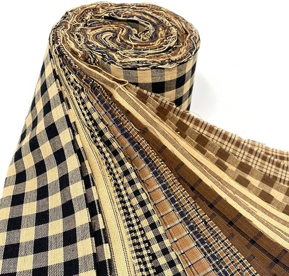 Brown & Black Homespun Cotton Fabric 22 pc 2.5" X 44" Precut Strips (Jelly Roll) by JCS