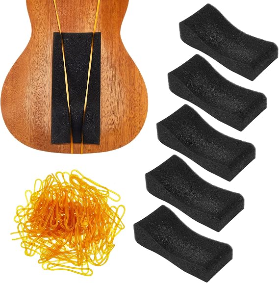 5 Pcs Soft Foam Violin Shoulder Rest - 3/4-1/2 Size, Yellow Rubber Bands for Concerts & Weddings