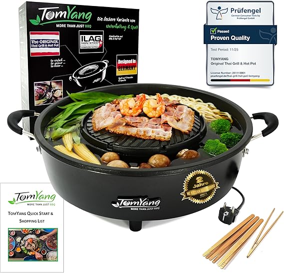 TomYang Hot Pot – The Original Thai Grill &amp; Hot Pot, Electric Thai BBQ Multi Cooker, Swiss Coating, German Design, More than 100 Recipe Videos. Korean food, Hotpot chinese pot, Hot plate, Ramen bowl