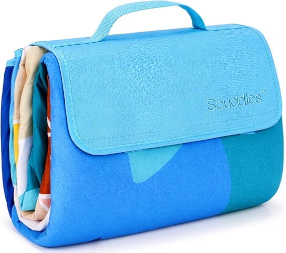 scuddles 60" x 80" Extra Large Outdoor Picnic Blanket Waterproof, Foldable Travel Mat for Beach, Camping, Grass, Lawn, Park Dual Layer, Sand-Free, Soft Throw Rug Fits 4 Adults, Summer Accessories