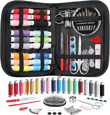 Coquimbo Sewing Kit Gifts for Mom Grandma Women Men Teen Girls Boys Beginner Traveler, Portable Sewing Supplies Accessories Contains Thread, Needles, Scissors, Dorm Room Essentials Black, M