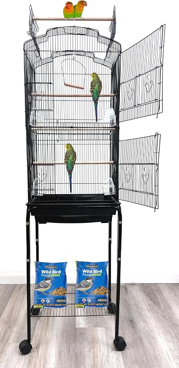 Large Dome Top Canary Parakeet Cockatiel Lovebird Finch Bird Flight Cage with Stand