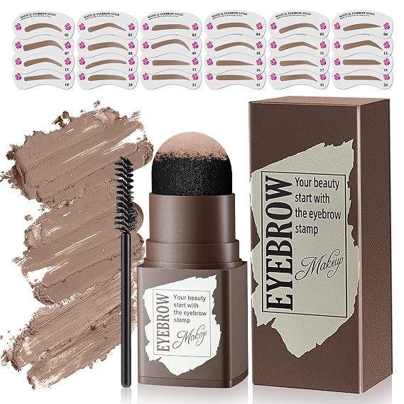 Eyebrow Stamp with Brush Waterproof Long-wear for Brow Color Light Brown
