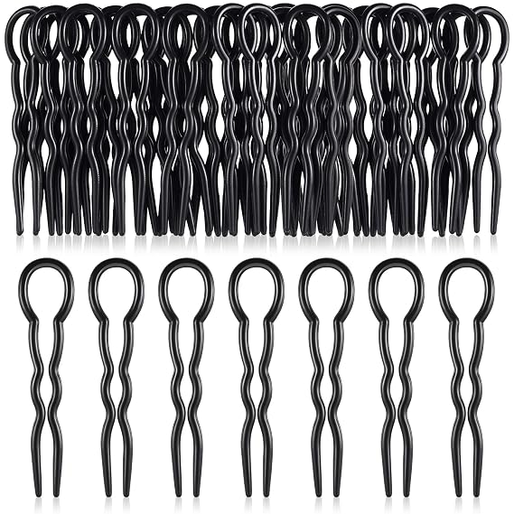 Chuangdi 24 Piece Plastic Hair Bobby Pins U Shaped Grip Pins Fast Spiral Clips Hair Grip for Women Hairstyle Accessories(Black)