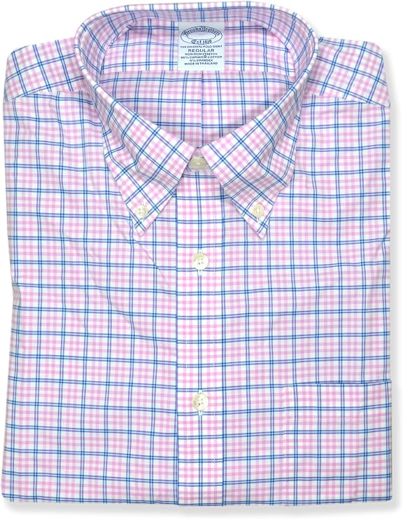 Brooks Brothers Mens Regular Fit Supima Cotton Blend Double Plaid Shirt,