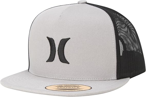 Hurley Mens Cap Flat Brim Mesh Panel Trucker Hat, Snap Back | Lightweight Breathable Build Stays Put for Jogging, Skating or Sports, Adds a Great Twist to Casual Everyday Style